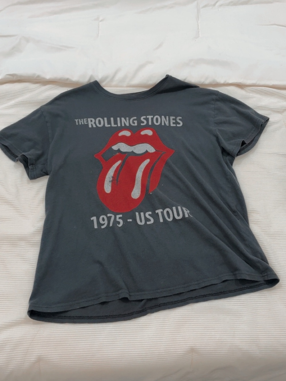 Vintage Rolling Stones Short Sleeve Tee - Charcoal with Red Logo